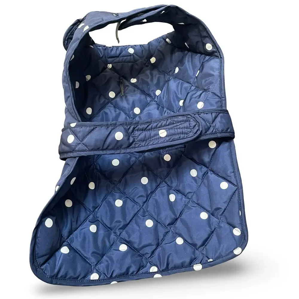 St. John's Bark Dog Jacket Blue White Polka Dot Quilted Winter Coat Size Medium